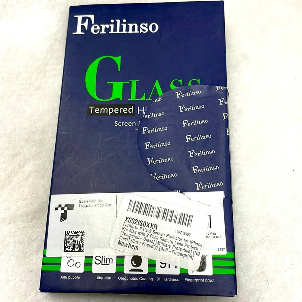 NEW!!! Ferilinso protector iPhone pro max tempered glass